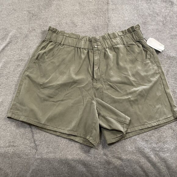 Wonderly Shorts Women's Size 16W Olive Green Tencel Blend Elastic Waist High Wst - Picture 14 of 14
